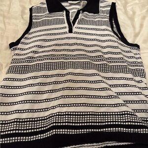 Liz Claiborne Black and White Button-Up Top Liz Golf Petite Small